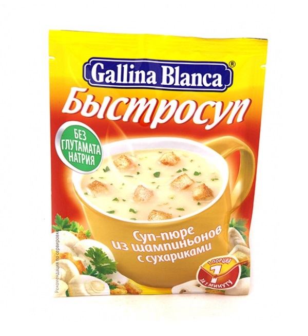 Суп-пюре быстрого приготовления ГАЛЛИНА БЛАНКА 17 г Шампиньоны с сухариками *24
