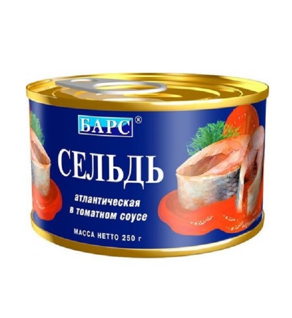Сельдь БАРС 250 г в томатном соусе *24