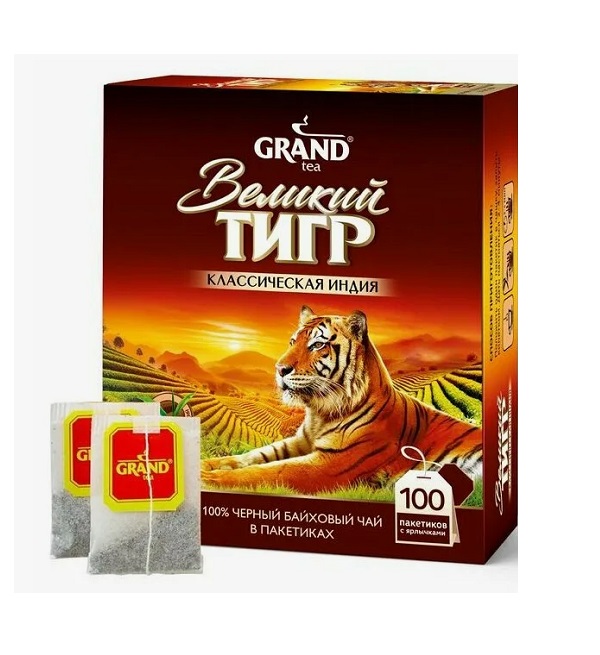 Чай ВЕЛИКИЙ ТИГР 100 пакетиков *8