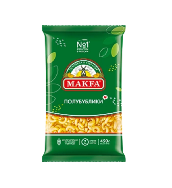 Макароны МАКФА гр. А 450 г Полубублики *20