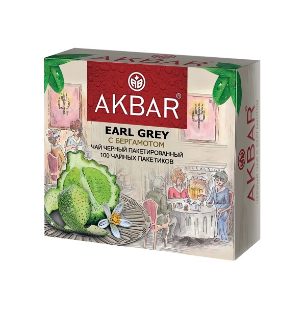 Чай АКБАР 100 пакетиков "ГРАФ ГРЕЙ" с ароматом бергамота *12