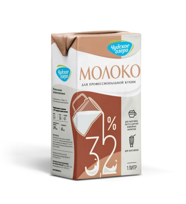 Молоко питьевое ЧУДСКОЕ ОЗЕРО 1 л 3,2% ультрапастеризованное *12