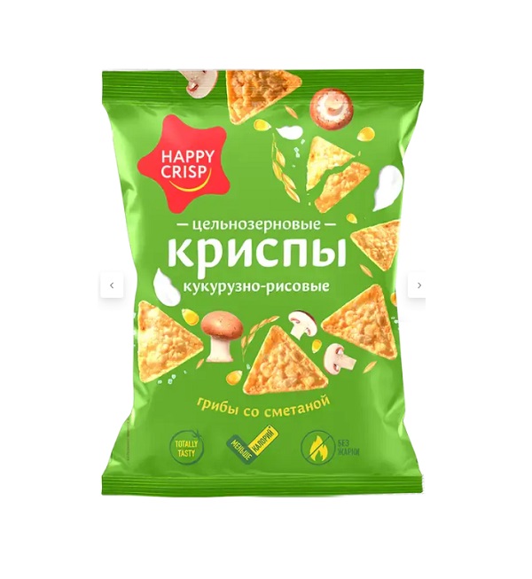 Криспы кукурузно-рисовые ХЭППИ КРИСП 50 г Грибы со сметаной  *18