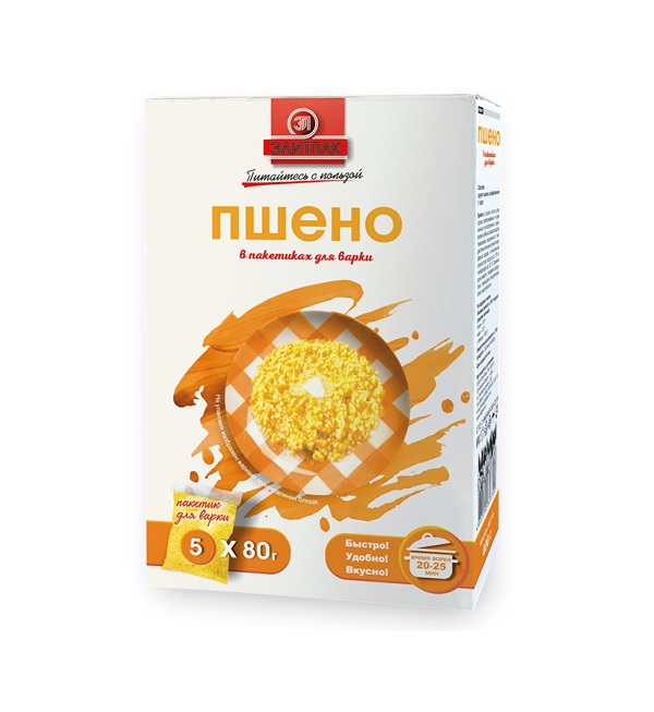 Пшено ЭЛИТПАК 400 г (5 пак*80 г) 1/с *8