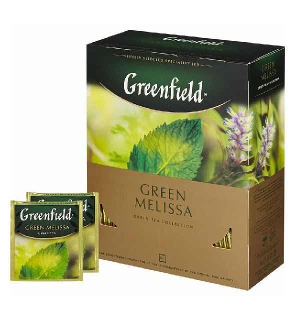 Чай ГРИНФИЛД 100 пакетиков Грин Мелисса зеленый *9