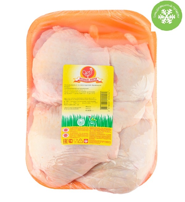 Бедро куриное замороженное (подложка) ~1 кг (ЯСНЫЕ ЗОРИ) *10 кг