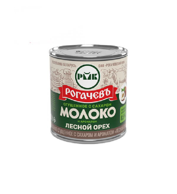 Молоко сгущенное с сахаром РОГАЧЕВ 380 г с ароматом лесного ореха 8,5% *30