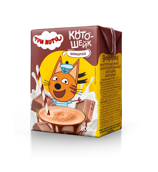 Напиток молочный ТРИ КОТА 200 мл 1,5% Кото-шейк, вкус - шоколад *27
