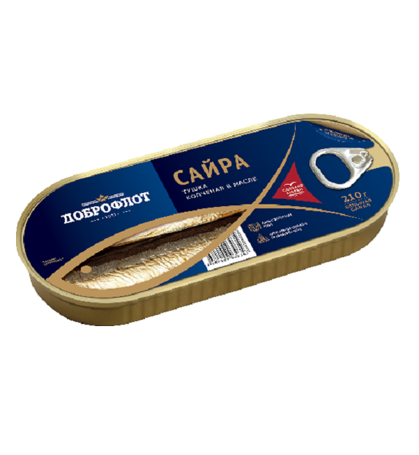 Сайра ДОБРОФЛОТ 210 г копченая с добавлением масла *24
