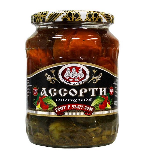 Ассорти СКАТЕРТЬ-САМОБРАНКА 720 мл огурцы, томаты (Россия) с/б *8