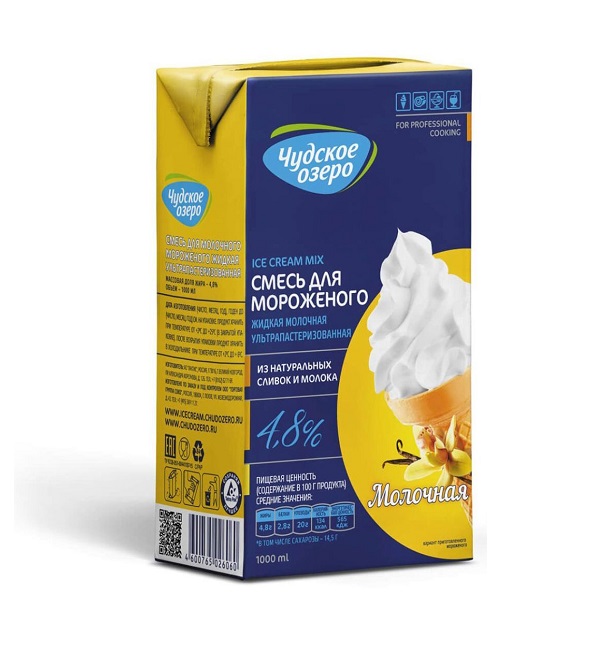 Смесь ЧУДСКОЕ ОЗЕРО 1л 4,8% для мороженого  с ароматом ванили *12