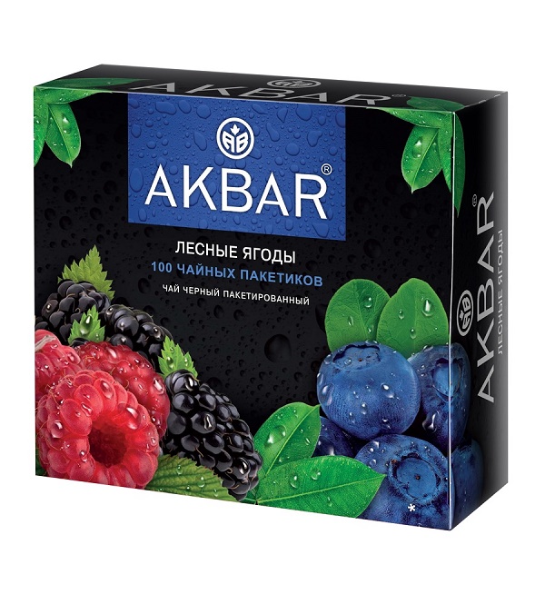 Чай АКБАР 100 пакетиков с  лесными ягодами *6