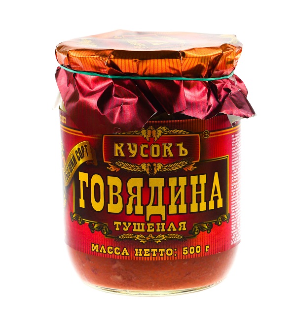 Говядина КУСОКЪ 500 г тушеная в/с ГОСТ (Сельскохозяйственная компания) с/б *12