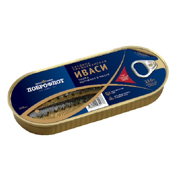 Сардина ДОБРОФЛОТ 210 г иваси копченая в масле *24