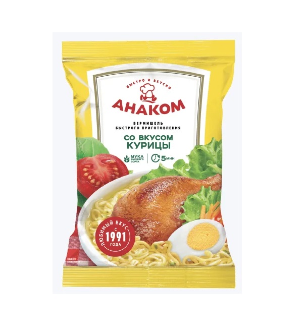 Вермишель быстрого приготовления АНАКОМ 60 г со вкусом курицы *80