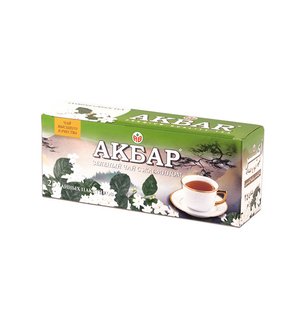 Чай АКБАР 25 пакетиков зелёный китайский с жасмином *15