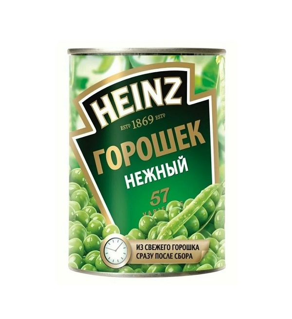 Горошек зеленый консервированный ХАЙНЦ 400 г ж/б *12