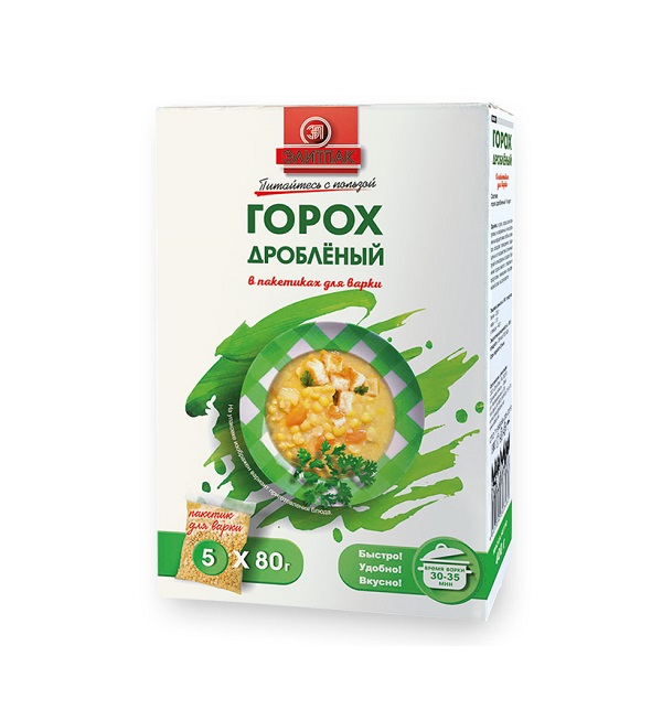 Горох ЭЛИТПАК колотый 400 гр (5 пак.*80 гр) *8