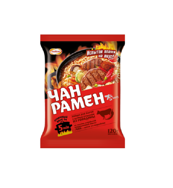 Лапша для варки ДОШИРАК Чан Рамен 120 г со вкусом острой говядины *20