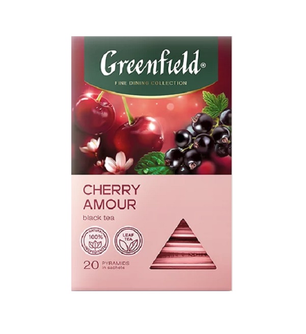 Чай ГРИНФИЛД 20 пирамидок Черри Амор *8
