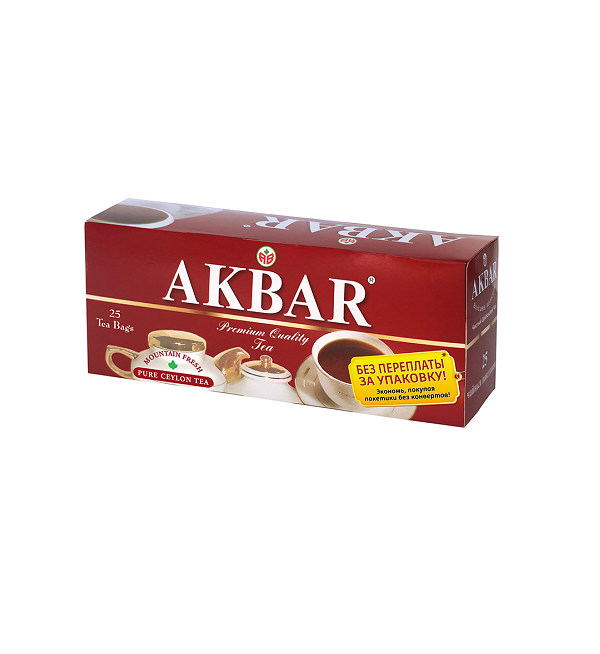 Чай АКБАР 25 пакетиков Красно-белая серия, черный цейлонский *15