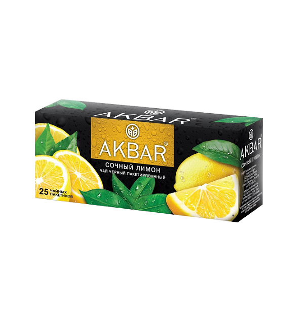 Чай АКБАР 25 пакетиков, черный с ароматом лимона * 24