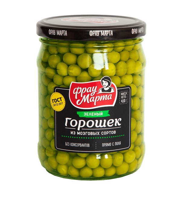 Горошек зеленый консервированный ФРАУ МАРТА 450 г в/с ГОСТ *12