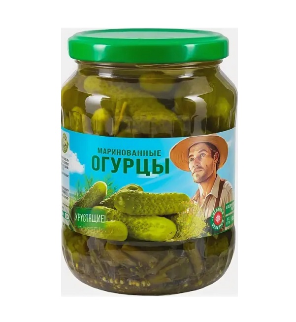 Огурцы ХОЗЯИН БАРИН 680 г/720 мл/340г  маринованные  классические пастер. (уксус) ст/б *8