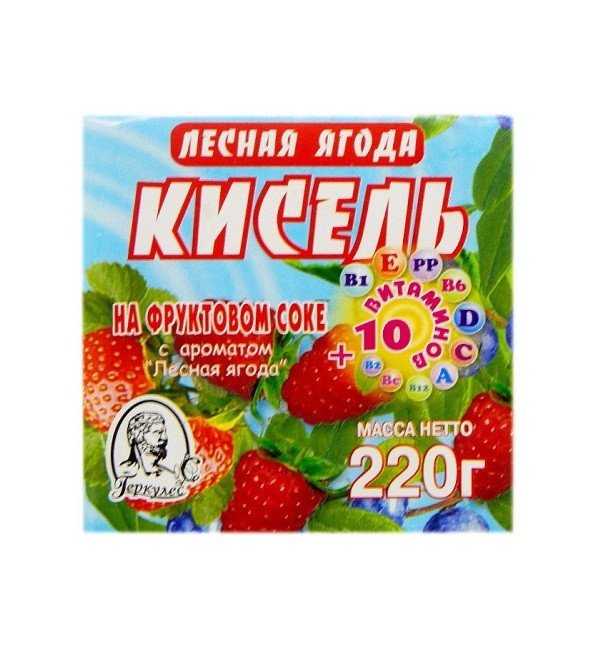 Кисель ГЕРКУЛЕС 220 г лесная ягода на фруктовом соке + 10 витаминов ГОСТ *48