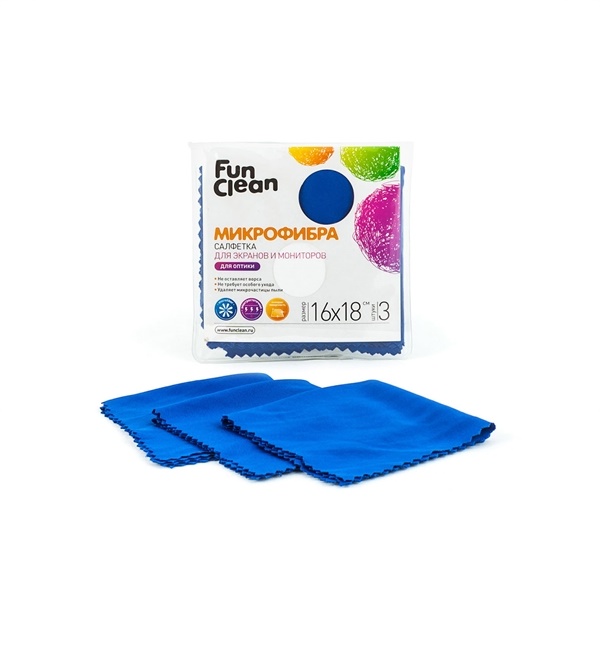 Салфетки FUN CLEAN из микрофибры для оптики 16*18см 3 шт